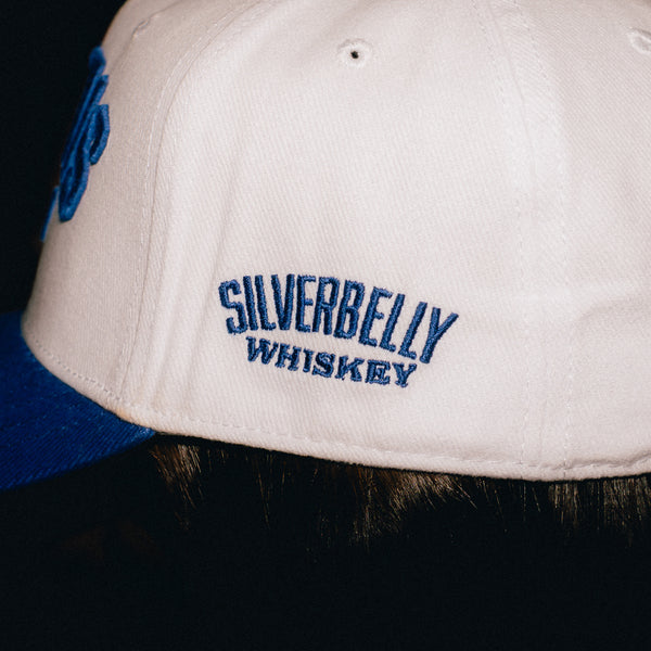 Upside Down Blue and White Hat