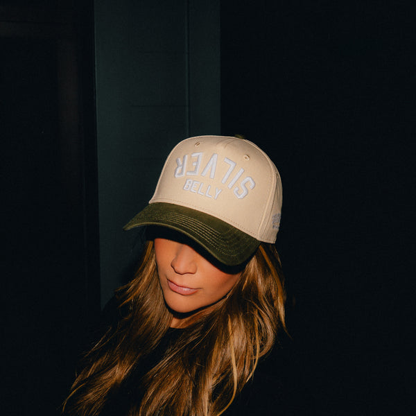 Upside Down Olive and Cream Hat